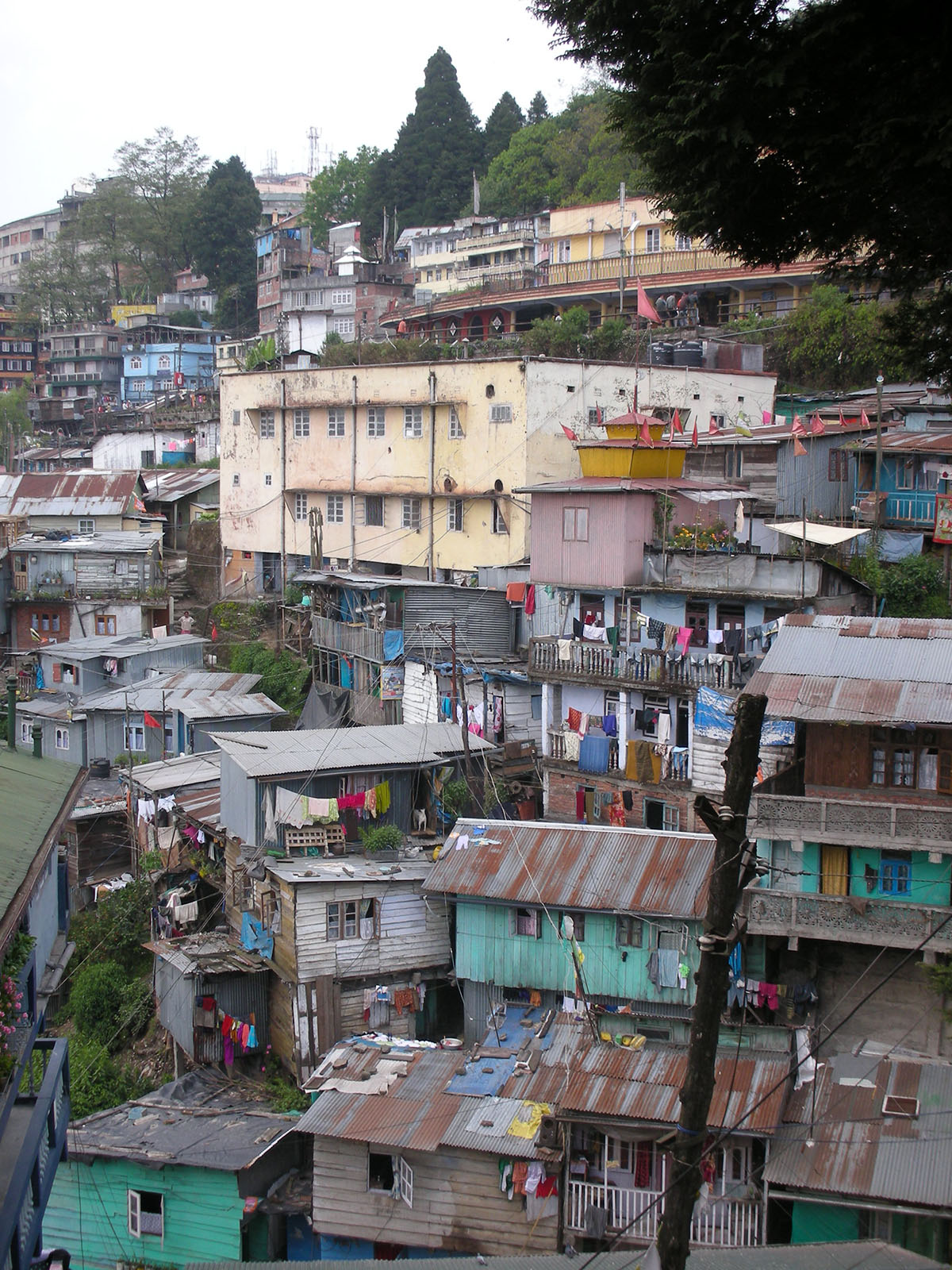 Buildings perched on the hills in Darjeeling, India