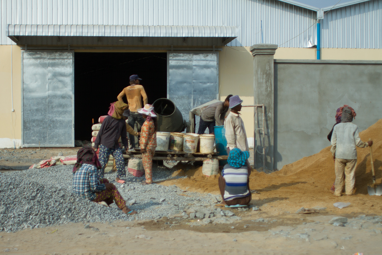 Taking a break from construction in Cambodia